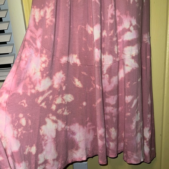 Rolla Coaster Pink & White Boho Stretchy Strapless Maxi Dress Waist Tie Size S - Picture 4 of 10